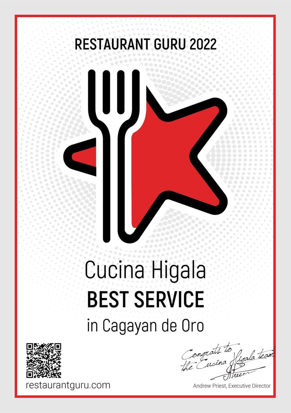 Cucina Higala - Restaurant Guru 2022 Best Service in Cagayan de Oro