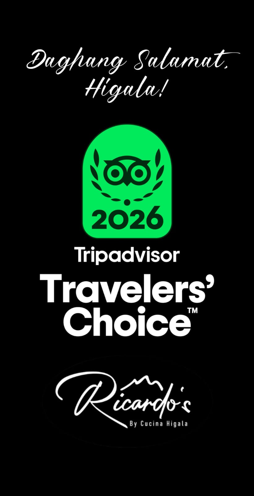 Ricardo's by Cucina Higala - TripAdvisor Travelers' Choice 2026